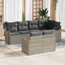 Tuin Sofa Set met kussen met opslag 7 pcs Lichtgrijs Poly riet