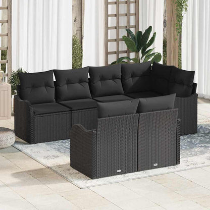 Tuin Sofa Set met kussen met opslag 7 pcs Zwart Poly riet