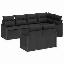 Tuin Sofa Set met kussen met opslag 7 pcs Zwart Poly riet