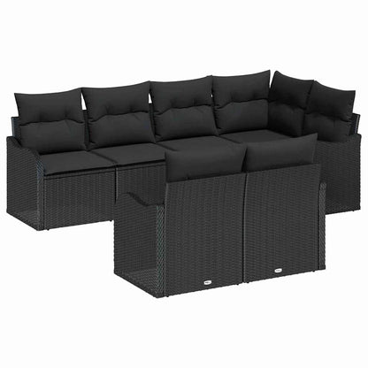 Tuin Sofa Set met kussen met opslag 7 pcs Zwart Poly riet