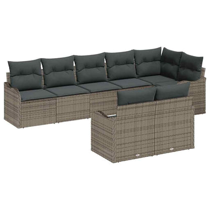 Tuin Sofa Set met kussen 8 pcs Grijs Poly riet
