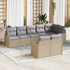 Tuinset 8-delig poly rattan beige lichtgrijs met opslag