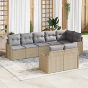 Garden Sofa Set with Storage 8 pcs Beige and Light Grey poly rattan