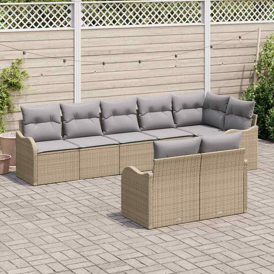 Tuin Sofa Set Met Opslag 8 Pcs En Licht Grijs Poly Rattan beige en lichtgrijs zonder tafel