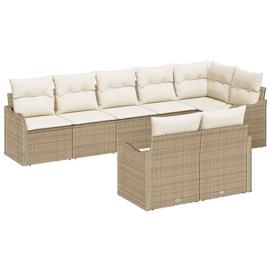 Tuin Sofa Set met opslag 8 pcs Beige en Wit poly rattan