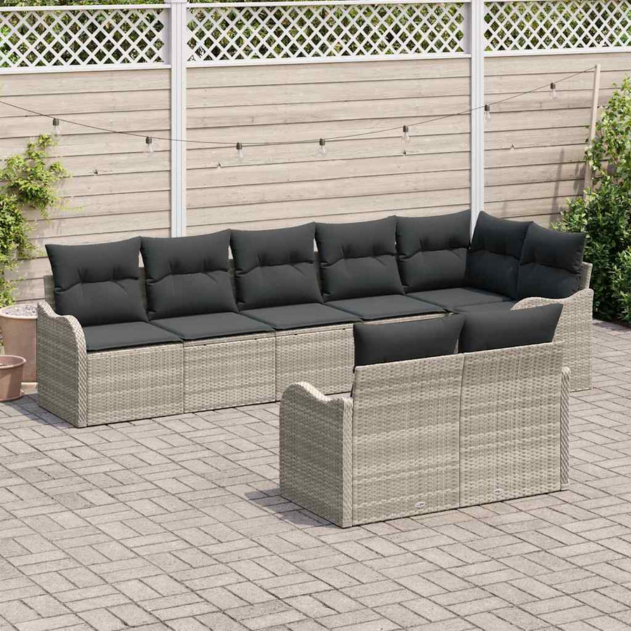 Tuin Sofa Set met kussen 8 pcs Lichtgrijs Poly riet