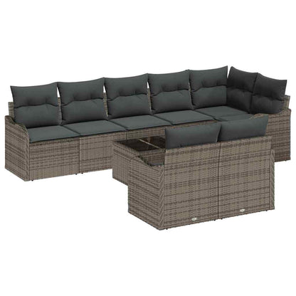 Tuin Sofa Set met kussen 9 pcs Grijs Poly riet