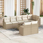 Garden Sofa Set with Storage 9 pcs Beige and White Poly Rattan