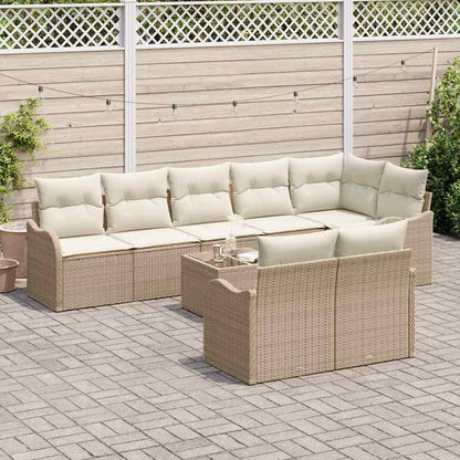 Tuin Sofa Set met opslag 9 pcs Beige en Wit poly rattan