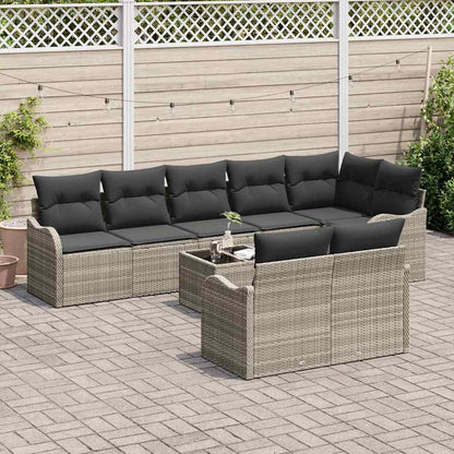 Tuin Sofa Set met kussen 9 pcs Lichtgrijs Poly riet