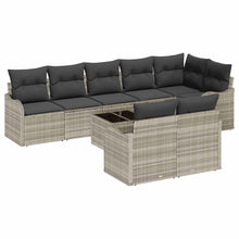 Tuin Sofa Set met kussen 9 pcs Lichtgrijs Poly riet