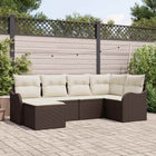 Garden Sofa Set with Cushions 6 pcs Brown and White Poly Rattan