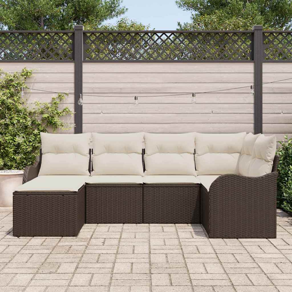Tuin Sofa Set met kussen 6 pcs Bruin en wit Poly riet