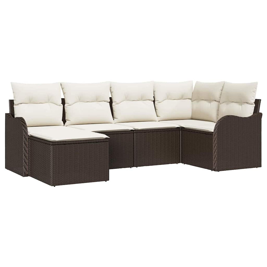 Tuin Sofa Set met kussen 6 pcs Bruin en wit Poly riet
