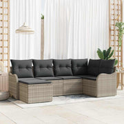 Tuinset poly riet lichtgrijs 6 personen