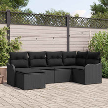 Tuin Sofa Set met kussen 6 pcs Zwart Poly riet