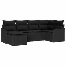 Tuin Sofa Set met kussen 6 pcs Zwart Poly riet