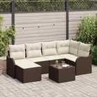 Tuinbank set poly riet bruin 7-delig