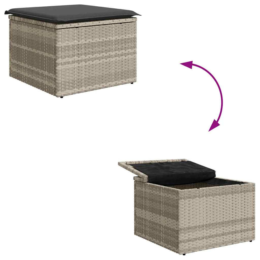 Tuin Sofa Set met kussen 7 pcs Lichtgrijs Poly riet