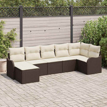 Tuin Sofa Set met kussen 7 pcs Bruin en wit Poly riet