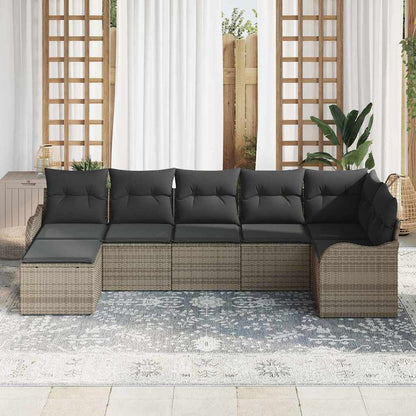 Tuin Sofa Set met opslag 7 pcs Grijs poly rattan