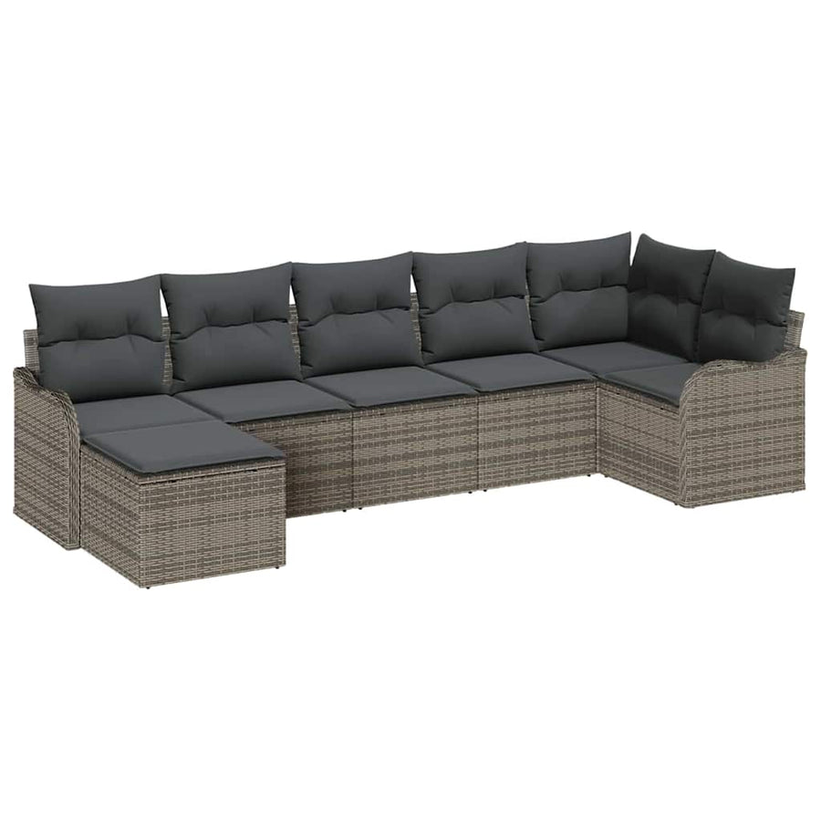 Tuin Sofa Set met opslag 7 pcs Grijs poly rattan