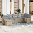 Garden Sofa Set with cushions 7 pcs beige and light gray Poly rattan
