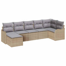 Tuin Sofa Set Met Kussen 7 Pcs Poly Riet beige en lichtgrijs zonder tafel