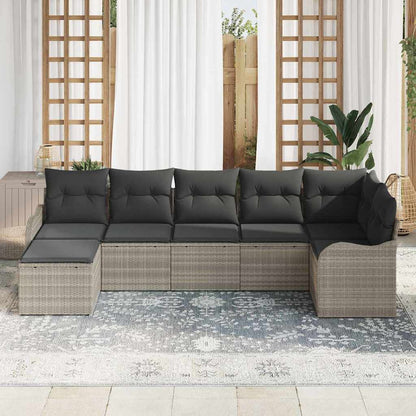 Tuin Sofa Set met kussen 7 pcs Lichtgrijs Poly riet