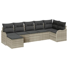 Tuin Sofa Set met kussen 7 pcs Lichtgrijs Poly riet