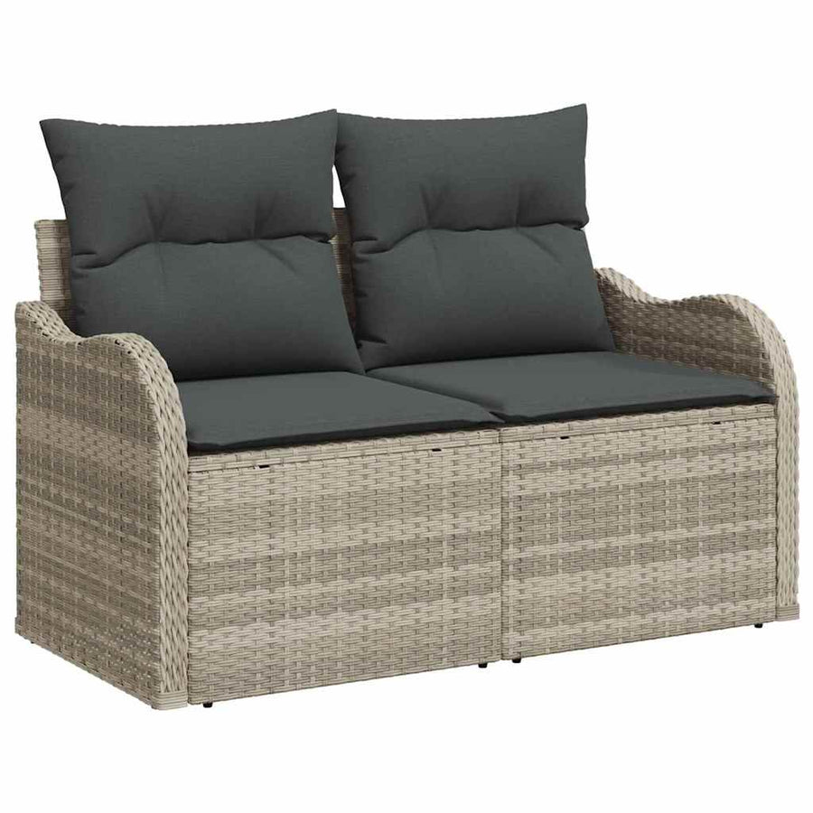 Tuin Sofa Set met kussen 7 pcs Lichtgrijs Poly riet