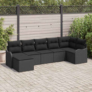 Tuinset poly riet 7-delig zwart