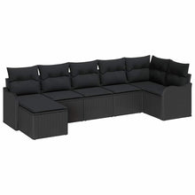 Tuin Sofa Set met kussen 7 pcs Zwart Poly riet