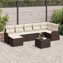 Tuin Sofa Set met kussen 8 pcs Bruin en wit Poly riet