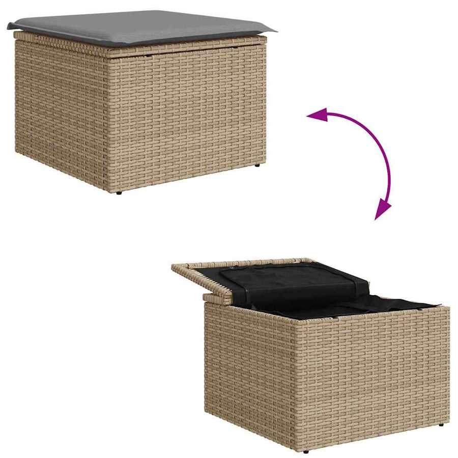 Tuin Sofa Set Met Kussen 8 Pcs Poly Riet beige en lichtgrijs met tafel