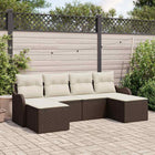 Garden Sofa Set with Cushions 6 pcs Brown and White Poly Rattan