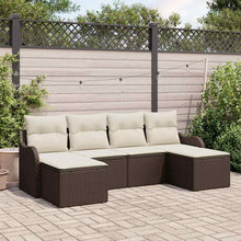 Tuin Sofa Set met kussen 6 pcs Bruin en wit Poly riet