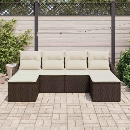 Tuin Sofa Set met kussen 6 pcs Bruin en wit Poly riet