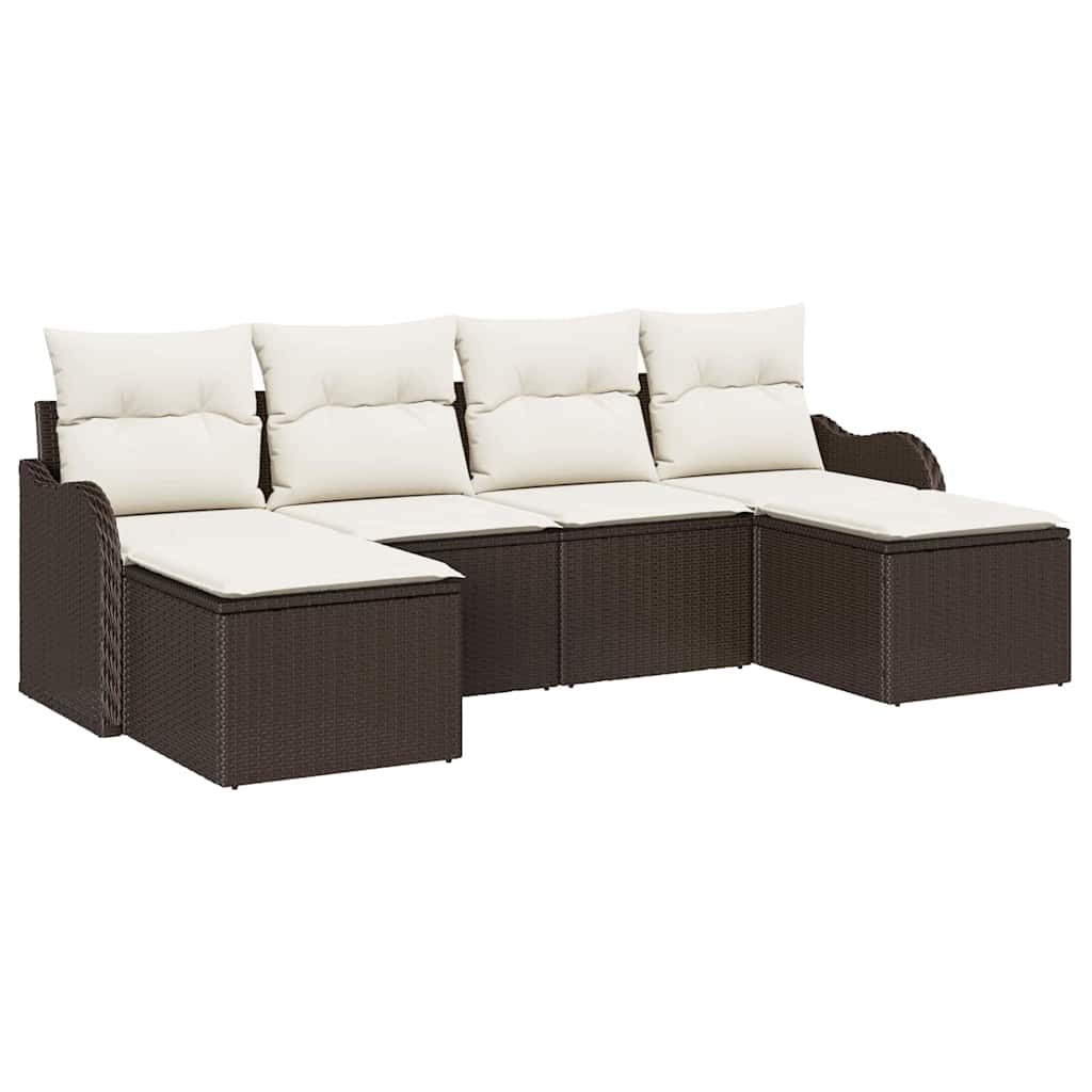 Tuin Sofa Set met kussen 6 pcs Bruin en wit Poly riet