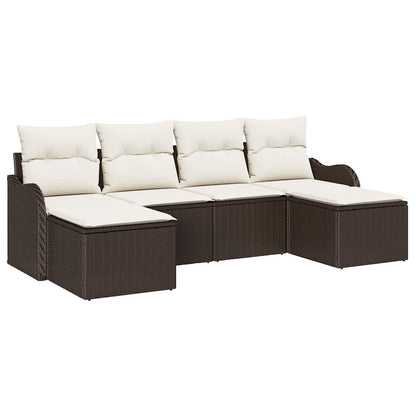 Tuin Sofa Set met kussen 6 pcs Bruin en wit Poly riet