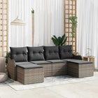 Garden Sofa Set with Storage 6 pcs Grey poly rattan