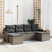 Tuinset poly rattan grijs modulair met opslag 6 personen