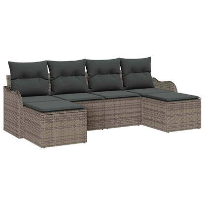 Tuin Sofa Set met opslag 6 pcs Grijs poly rattan