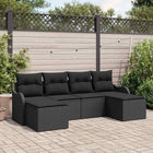 Garden Sofa Set with Cushions 6 pcs Black Poly Rattan