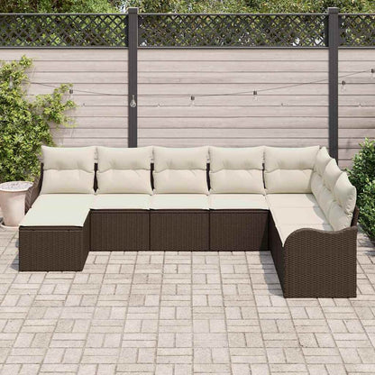 Tuin Sofa Set met kussen 8 pcs Bruin en wit Poly riet