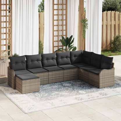 Tuin Sofa Set met kussen 8 pcs Grijs Poly riet