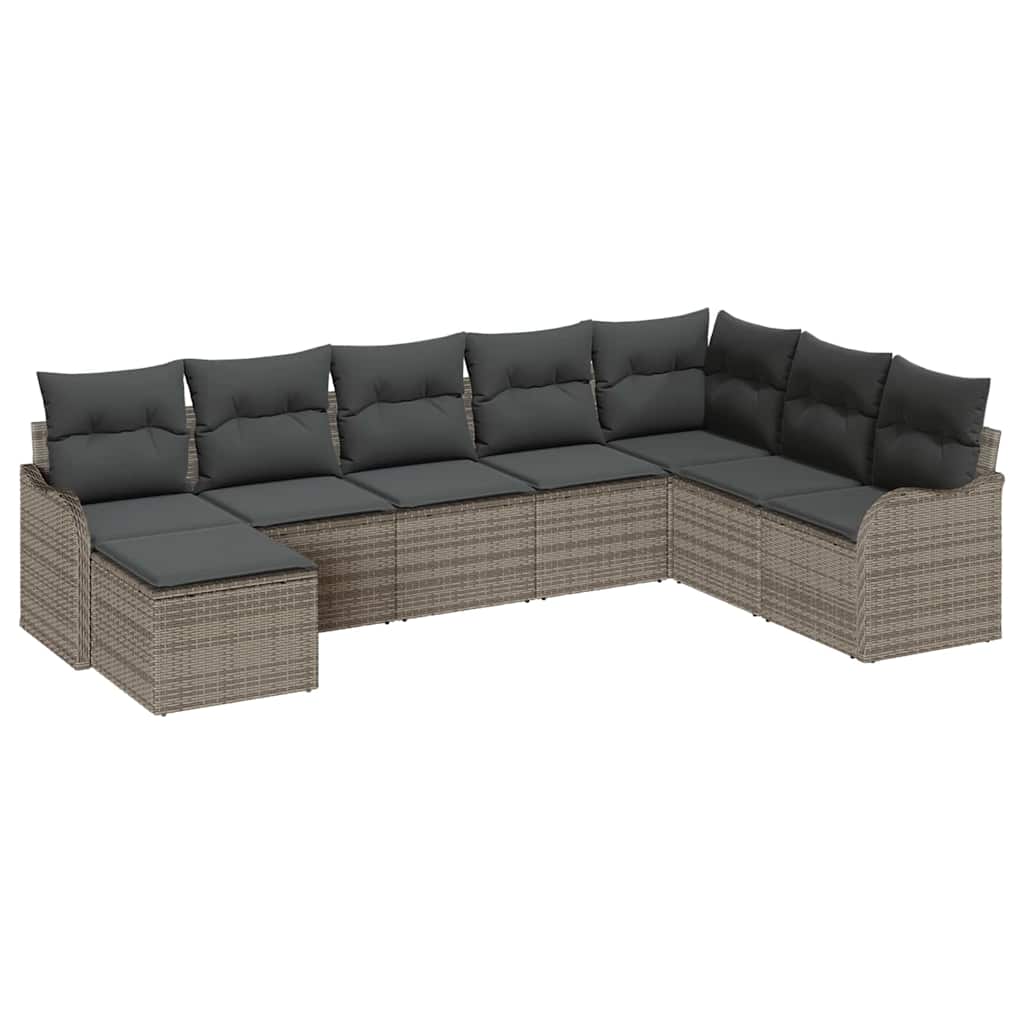 Tuin Sofa Set met kussen 8 pcs Grijs Poly riet