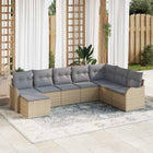 Garden Sofa Set with cushions 8 pcs beige and light grey Poly rattan