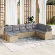 Garden Sofa Set with cushions 8 pcs beige and light grey Poly rattan
