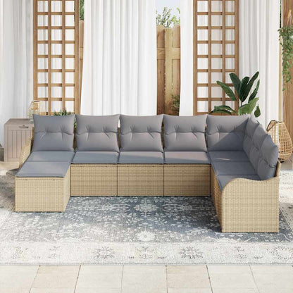 Tuin Sofa Set Met Kussen 8 Pcs Poly Riet beige en lichtgrijs zonder tafel